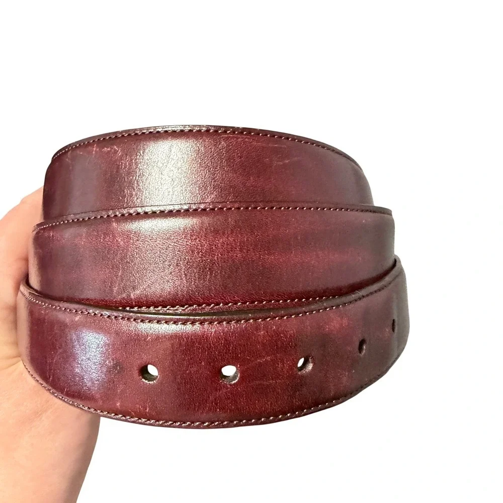 Trafalgar Mens Dress Belt Size 40 Mahogany Brown Cortina Leather Hand Polished